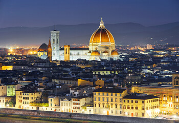 Fototapeta na wymiar Aerial view of the skyline of Florence, Italy with the Doumo