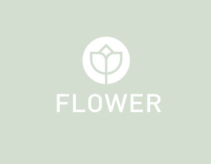 Creative geometric logo linear flower circle icon for your company, beauty salon