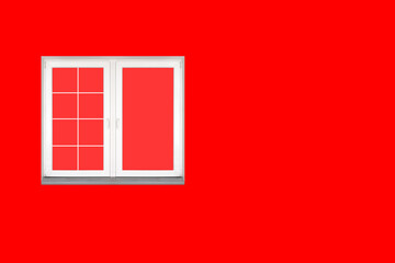 Vintage blank window inside room. 3d illustration