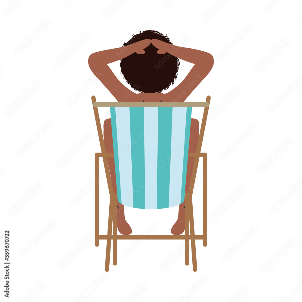 Sticker Girl cartoon on sunchair vector design