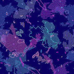 Seamless vector pattern with multucolored random shapes and stripes. Perfect for, gift paper, fabric print, pattern fills, web design, wallpaper for boys and girls