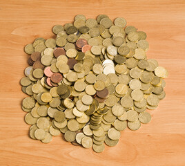 top view of pile of coins