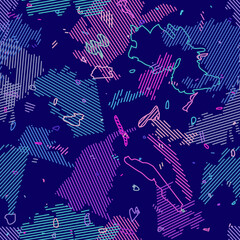 Seamless vector pattern with multucolored random shapes and stripes. Perfect for, gift paper, fabric print, pattern fills, web design, wallpaper for boys and girls