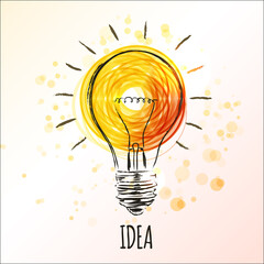 Light bulb sketch with concept of idea. Doodle hand drawn sign. Vector Illustration - 359670949