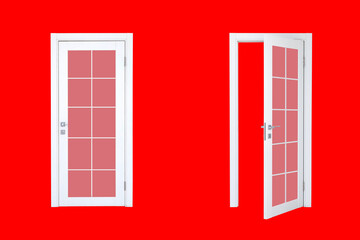 red room with an open door