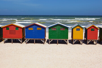 Mossel Bay beach huts in South Africa