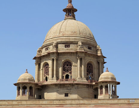 The dome of one of the secretariats of the complex of government buildings in New Delhi is a striking example of colonial architecture of the early 20th century