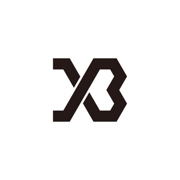 letter xb simple linked overlapping design logo vector