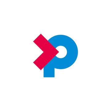 abstract letter p simple arrow colorful target symbol logo vector