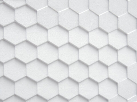 White hexagonal pattern background, with copyspace