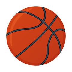 Equipment sport object for team game basketball ball isolated on white, cartoon vector illustration