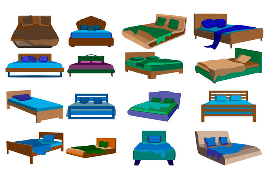 A large set of images of beds. A set for different purposes in design, interior and other.