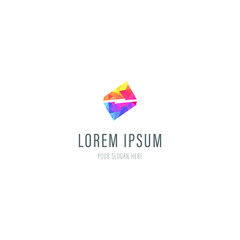 Lowpoly colorful logo design element. Abstract idea for business company. Internet, communication, technology and network concepts. Icons for corporate identity template. Vector logotype.