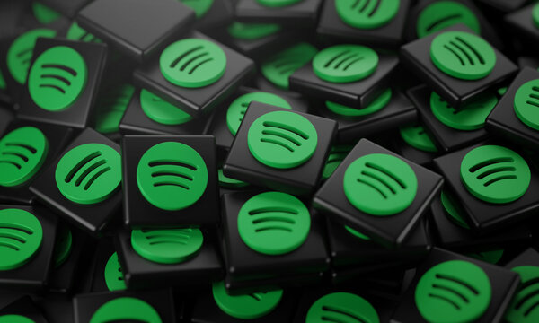 Pile of 3D Spotify Logos