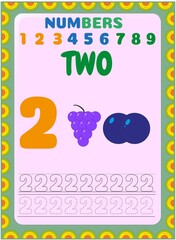 Preschool toddler math with blueberry and grapes design