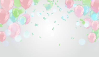 Vector colourful balloons and falling confetti can be separated from a background, Party