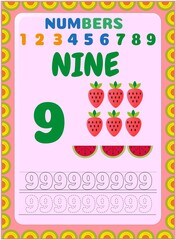 Preschool and toddler math with watermelon and strawberry design
