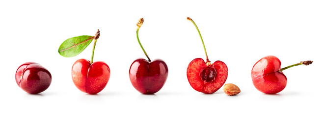 Cherry fruits composition and creative banner.