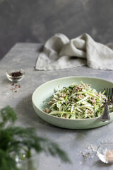 Cod liver salad with cucumber 