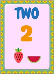 Preschool and toddler math with watermelon and strawberry design