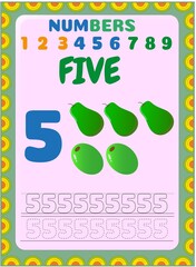 Preschool and toddler math with olive and pear design