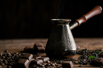 coffee grinder and coffee beans