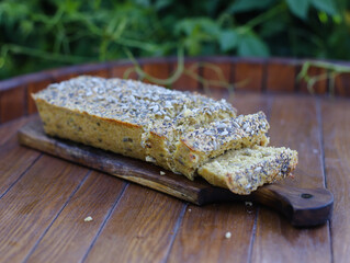 bread and butter on wooden board