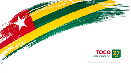 Flag of Togo country. Happy Independence day of Togo background with grunge brush flag illustration