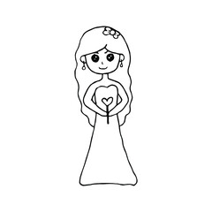 Hand drawn beautiful, cute, little Princess girl. Vector illustration.