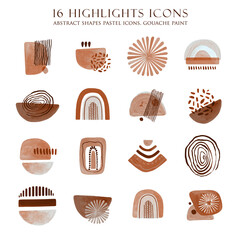 Highlight Icons. Instagram Story Icons. Abstract simple shapes covers. Boho social media. Modern minimalist graphic design. Terracotta color. © inna72