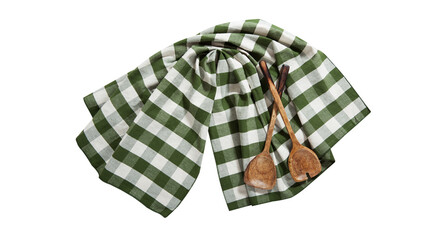 The background made from checkered napkin on wooden table