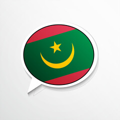 Classic Mauritania country flag on speech bubble. Abstract languages concept flat illustration