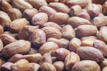 The peeled peanuts closeup pattern background