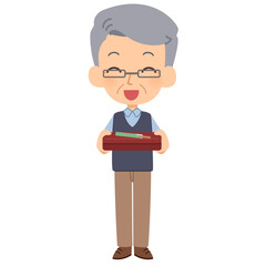 配食サービス　年配男性　全身