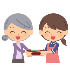 配食サービス　受け渡し　女性