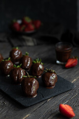 Fresh strawberry covered with chocolate