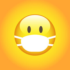 Emoji with white mouth mask - yellow face white surgical mask