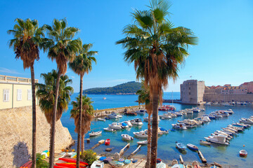 Dubrovnik harbour with yachts in Croatia 