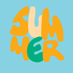 Summer creative seasonal hand lettering. Isolated design element to use for print, social media, web projects