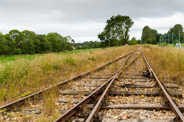 Fototapeta na wymiar Vintage railway, be aware of railway, speed effect. 