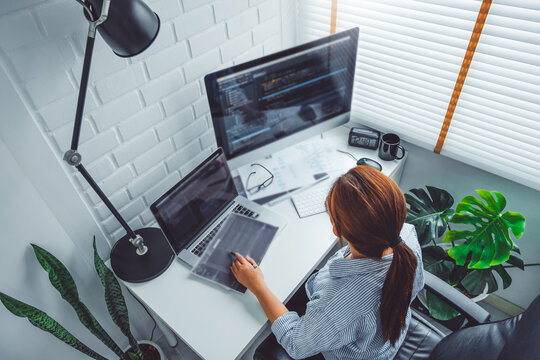 Developing programmer Development Website design and coding technologies working at home
