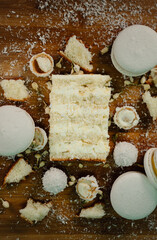 white cake on a wooden board