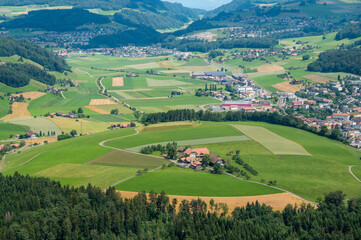 Fototapeta na wymiar Wislen and Worbboden seen from the helicopter