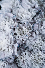 Beautiful modern dyed blue and grey coloured carnations flowers texture, close up