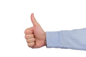 like hand symbol, gesture well done. Thumbs up isolated on white background