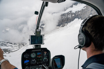 flying over Kanderfirn in a helicopter