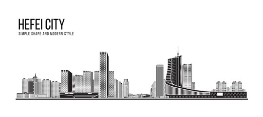 Fototapeta na wymiar Cityscape Building Abstract Simple shape and modern style art Vector design - Hefei city