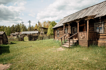 Fototapeta na wymiar old abandoned village, ancient wooden house