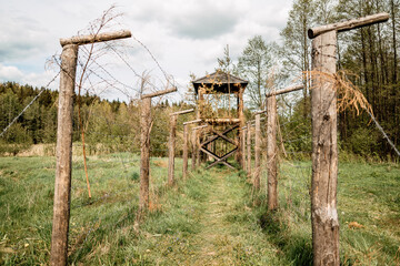 barbed metal wire, prison camp, restricted area