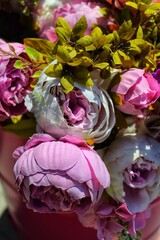 Beautiful multicolored flowers (artificial bouquet)